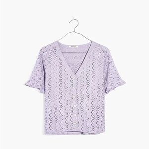 Madewell Eyelet Village Ruffle-Sleeve Shirt